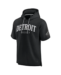 Fanatics Men's Black Detroit Red Wings Elements Ready Short Sleeve Pullover Hoodie