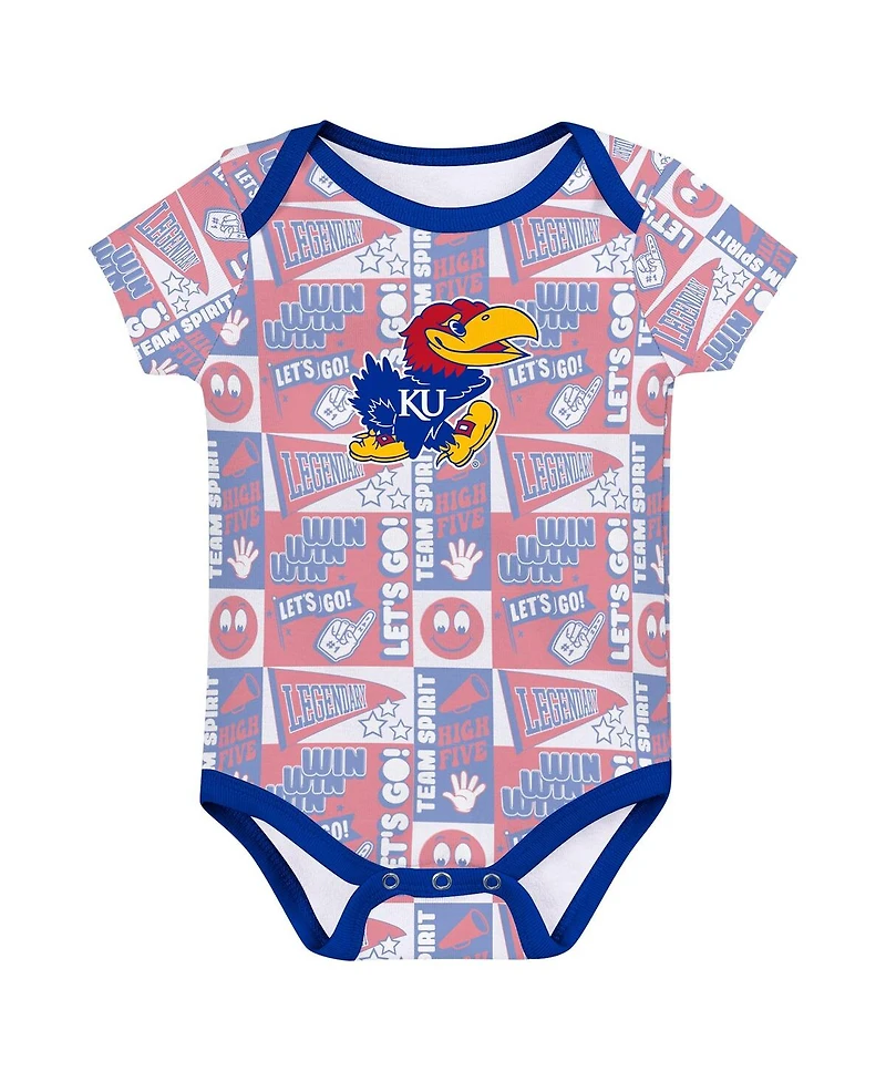 Outerstuff Newborn Royal Kansas Jayhawks Sunday Comics Bodysuit Set 3-Pack