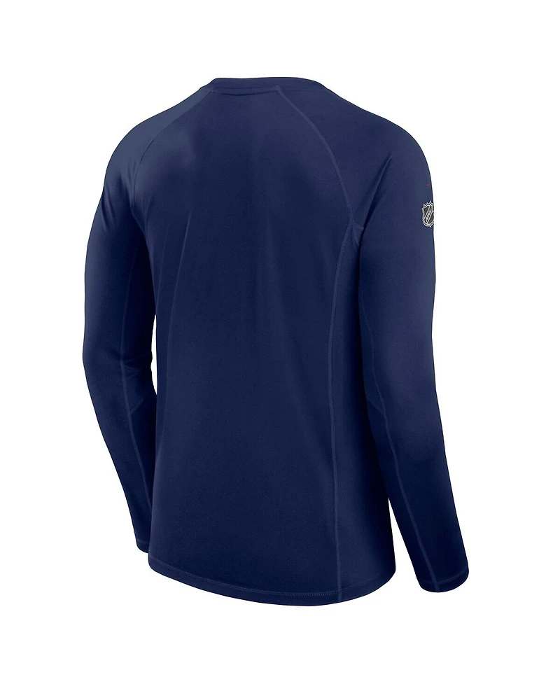 Fanatics Men's Navy Columbus Blue Jackets Authentic Pro Rink Tech Long Sleeve T-Shirt