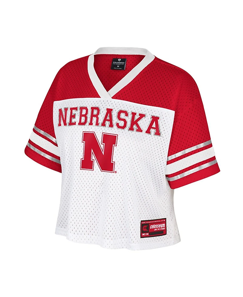 Colosseum Women's White Nebraska Huskers Treasure Cropped Football Jersey