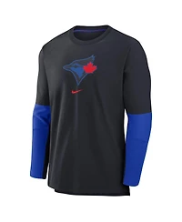 Nike Men's Navy Toronto-Blue Jays 2024 City Connect Authentic Collection Player Tri-Blend Performance Pullover Top