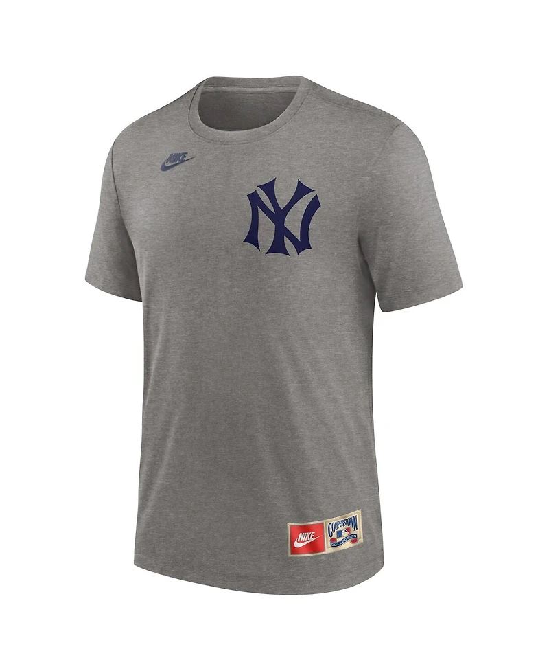 Nike Men's Babe Ruth Heather Gray New York Yankees Cooperstown Collection Tri-Blend Name Number T-Shirt