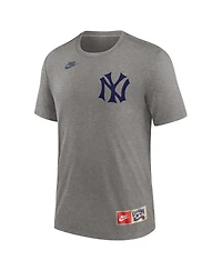 Nike Men's Babe Ruth Heather Gray New York Yankees Cooperstown Collection Tri-Blend Name Number T-Shirt