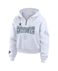 Wear by Erin Andrews Women's White Dallas Cowboys Plus Size Patch Quarter-Zip Hoodie