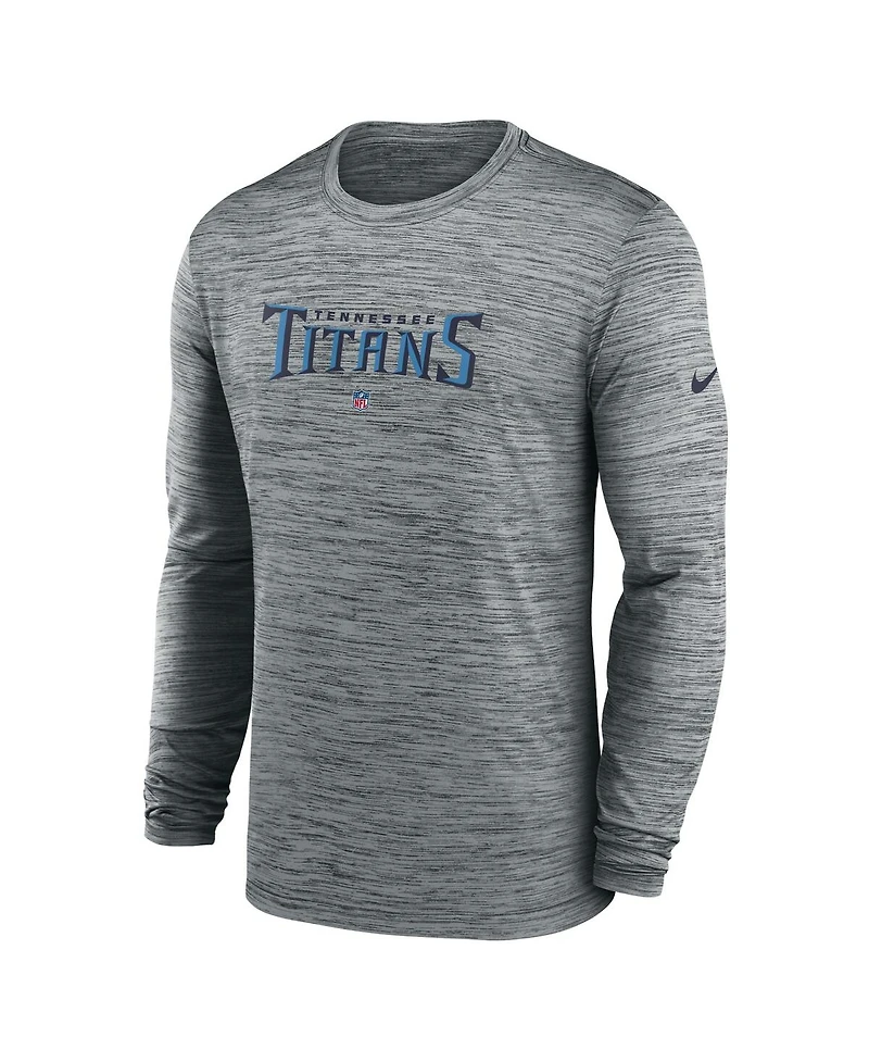 Nike Men's Heather Gray Tennessee Titans Sideline Team Velocity Performance Long Sleeve T-Shirt