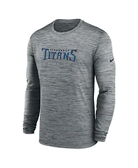 Nike Men's Heather Gray Tennessee Titans Sideline Team Velocity Performance Long Sleeve T-Shirt