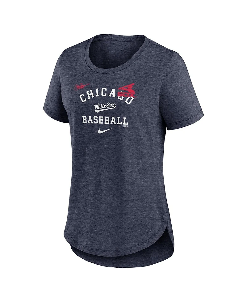 Nike Women's Heather Navy Chicago White Sox Rewind Arch Mix Tri-Blend T-Shirt