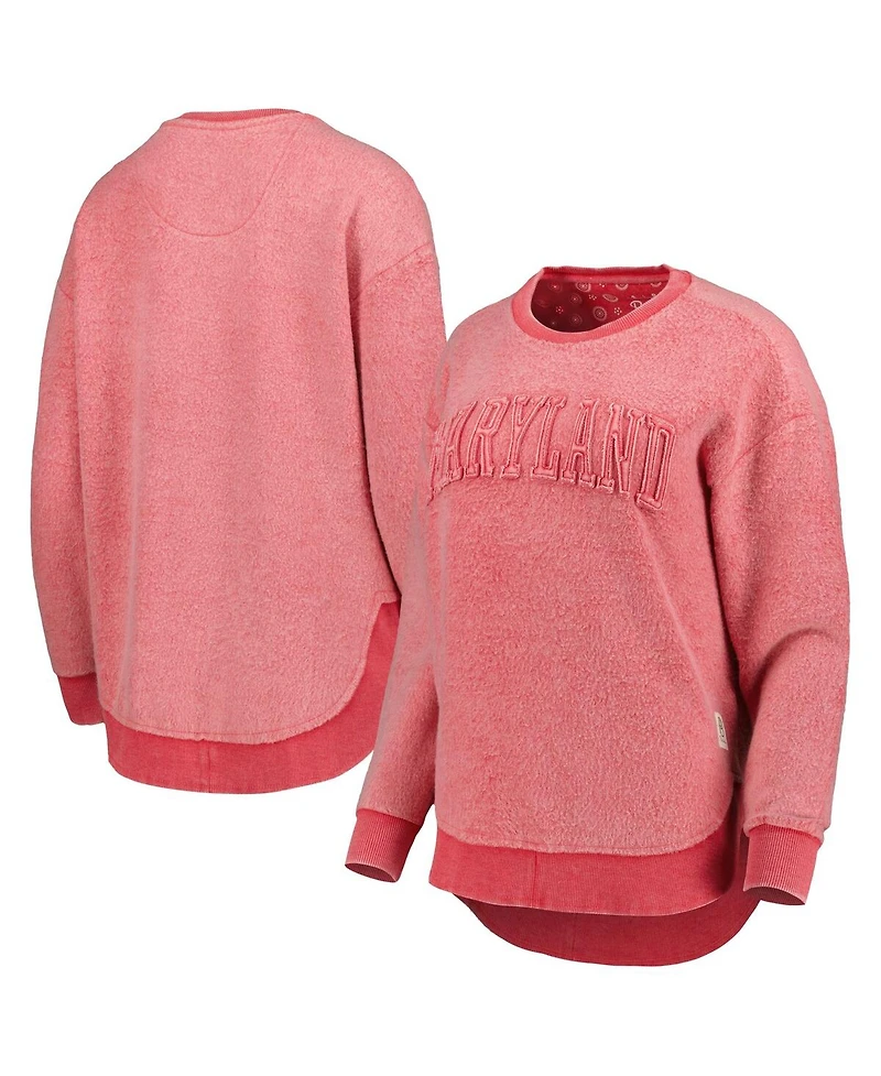 Pressbox Women's Red Maryland Terrapins Ponchoville Pullover Sweatshirt
