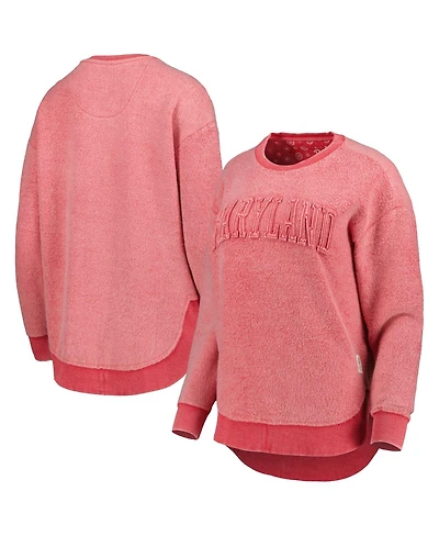 Pressbox Women's Red Maryland Terrapins Ponchoville Pullover Sweatshirt