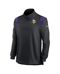 Men's Nike Black Minnesota Vikings Sideline Coach Chevron Lockup Quarter-Zip Long Sleeve Top