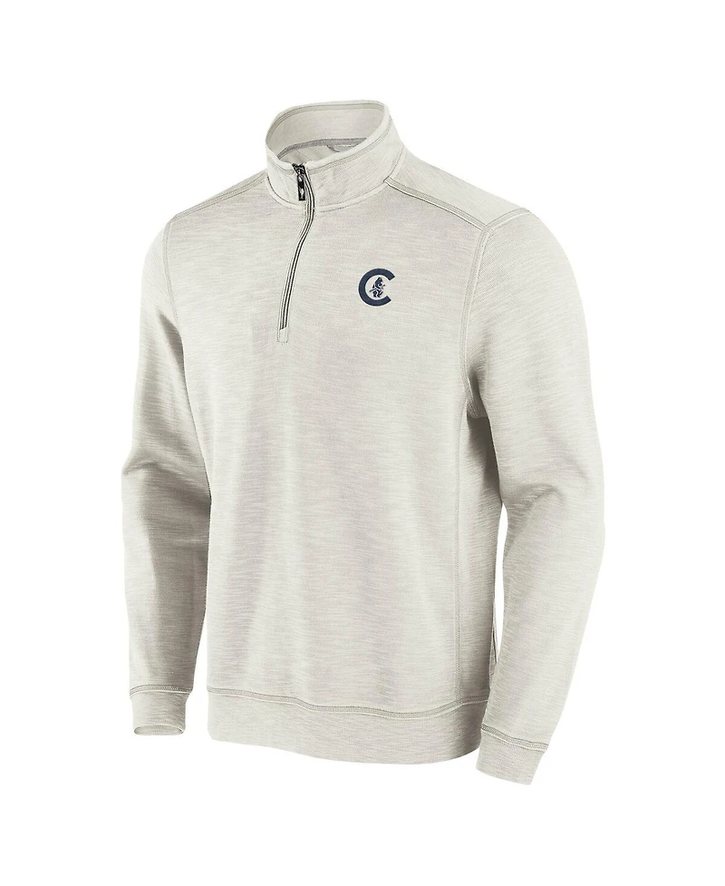 Tommy Bahama Men's Cream Chicago Cubs Sport Tobago Bay Tri-Blend Half-Zip Sweatshirt