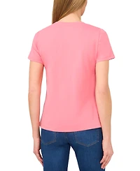 CeCe Women's Cotton Butterfly-Gem Short-Sleeve Tee