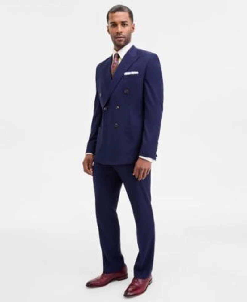 Tayion Collection Mens Classic Fit Solid Double Breasted Suit Separates