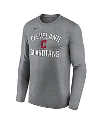 Nike Men's Heather Gray Cleveland Guardians Club Arched Legend Performance Long Sleeve T-Shirt