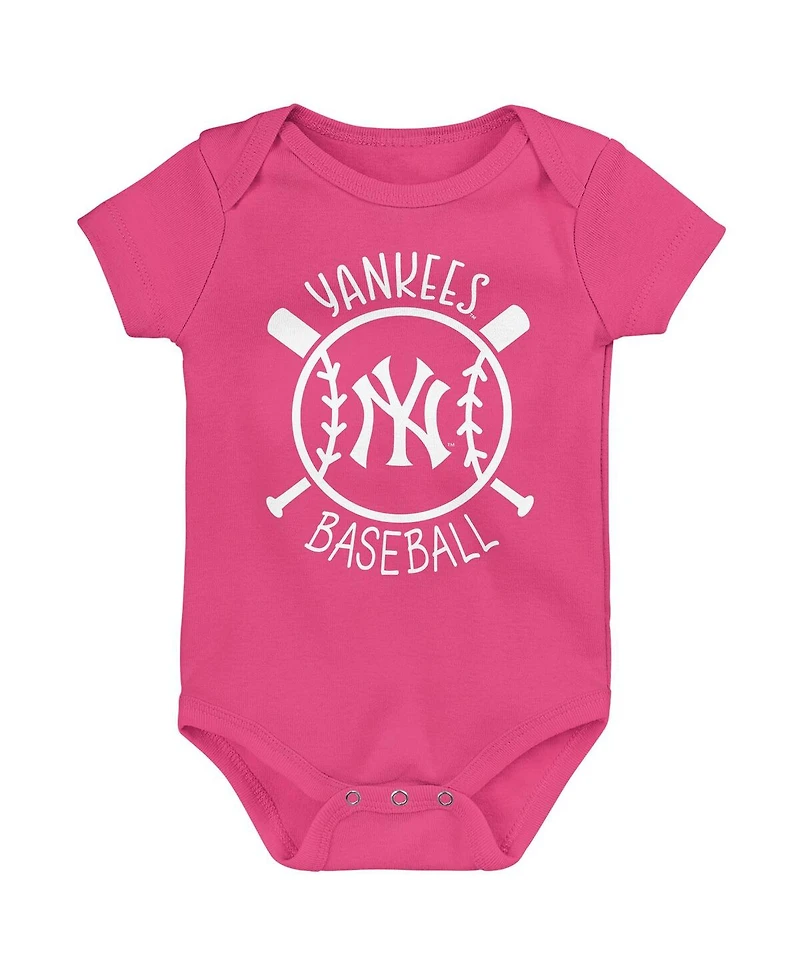 Outerstuff Baby Boys and Girls New York Yankees Slide Home 3-Pack Bodysuit Set