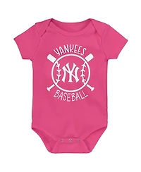 Outerstuff Baby Boys and Girls New York Yankees Slide Home 3-Pack Bodysuit Set