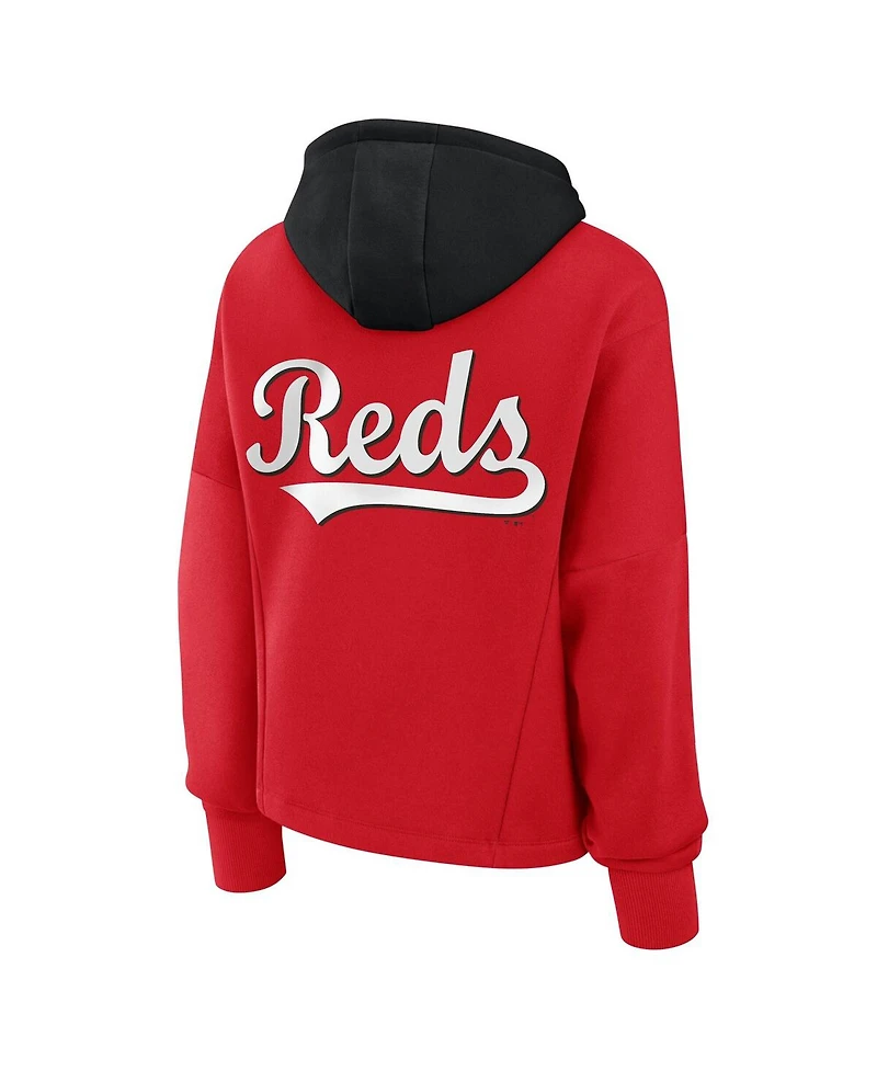 Fanatics Women's Red Cincinnati Reds Oversized High Hip Legacy Fleece Pullover Hoodie