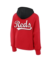 Fanatics Women's Red Cincinnati Reds Oversized High Hip Legacy Fleece Pullover Hoodie
