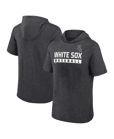 Fanatics Men's Heather Charcoal Chicago White Sox Push Short Sleeve Pullover Hoodie