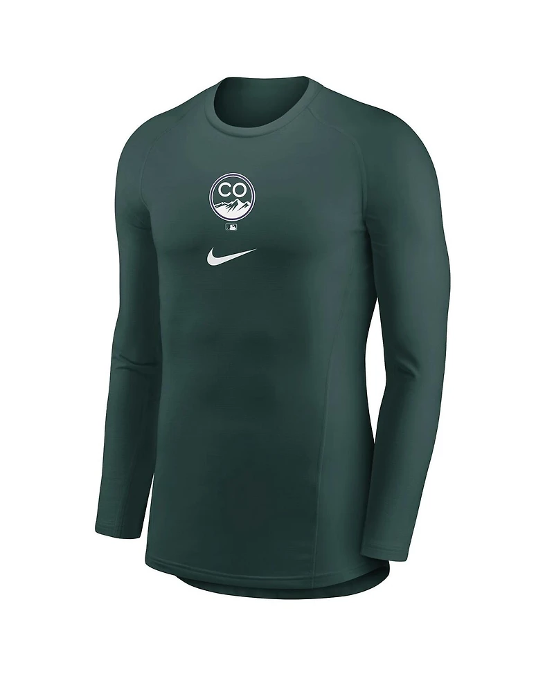 Nike Men's Green Colorado Rockies City Connect Base Layer Raglan Long Sleeve Performance T-Shirt