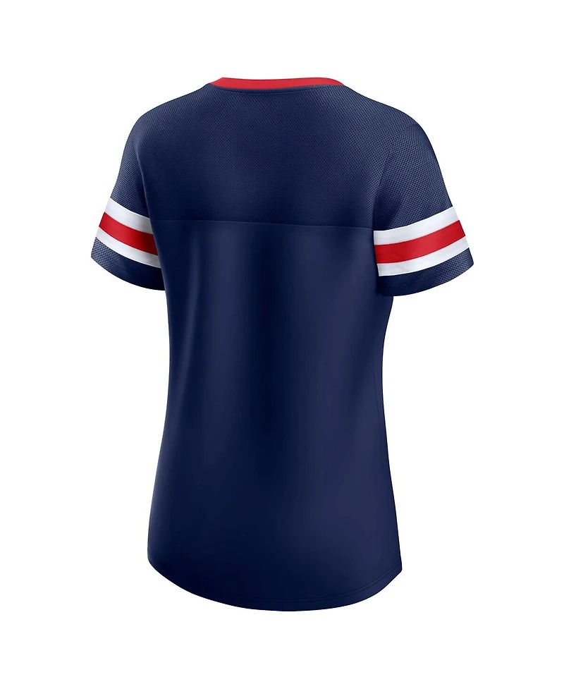 Fanatics Women's Navy Columbus Blue Jackets Iconic Athena Lace-Up T-Shirt