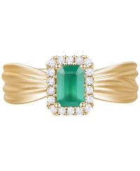 Emerald (5/8 ct. t.w.) & Diamond (1/6 Halo Ring 14k Gold (Also Ruby Sapphire)