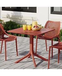 31.5" Square Outdoor Plastic Resin Patio Dining Table for 4