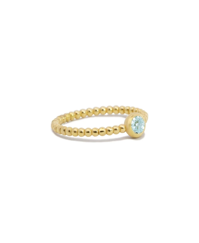 The Lovery Gold Beaded Aquamarine Ring 14K Gold