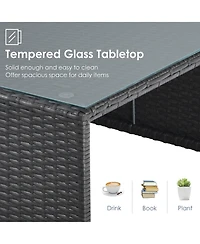 6PCS Patio Rattan Furniture Set Space Saving Cushioned Fully Assembled