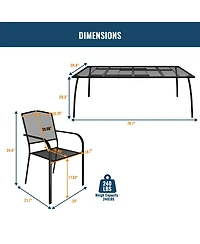 Black -Piece Metal Outdoor Patio Dining Set with Rectangle Table and Dining Chair
