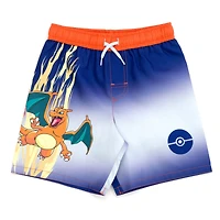 Pokemon Boys Pikachu Upf 50+ Rash Guard Swim Trunks Outfit Set to