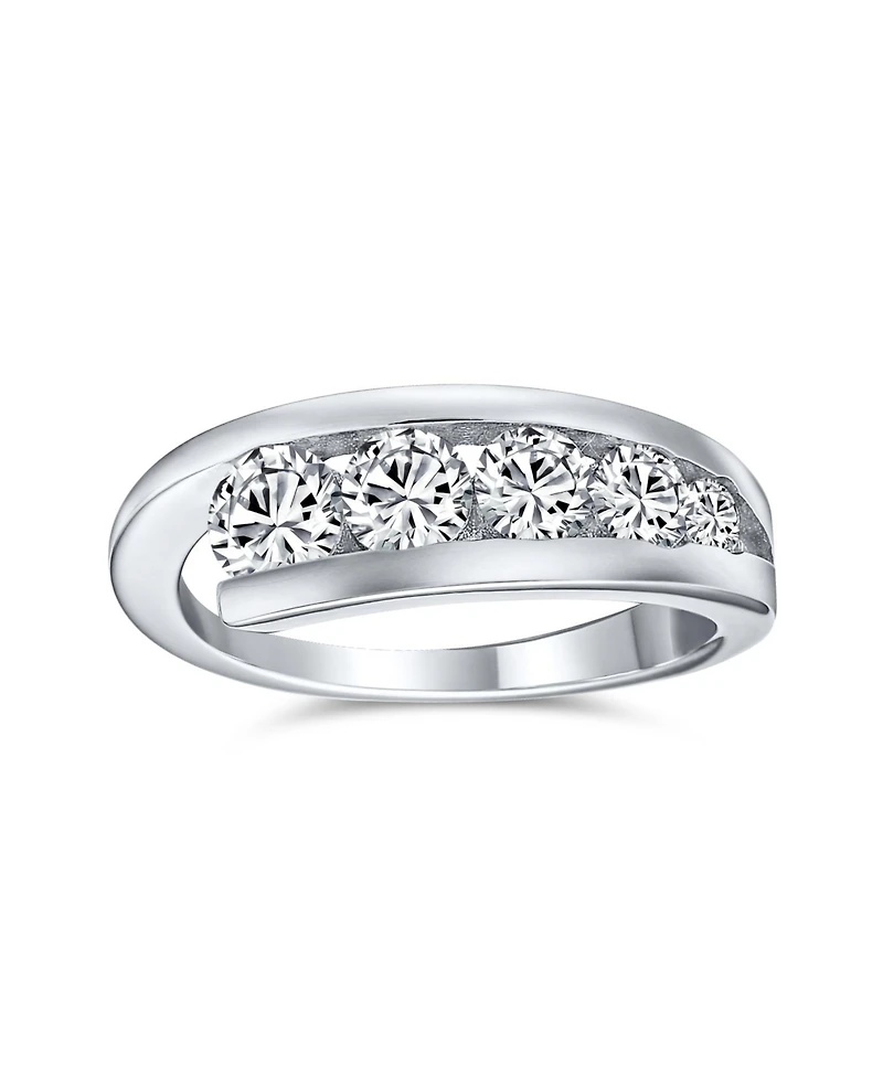 Bling Jewelry Modern Graduated Cubic Zirconia Cz Statement Band Ring .925 Sterling Silver