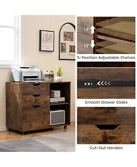 3-Drawer File Cabinet with Adjustable Shelf and Wheels for Letter