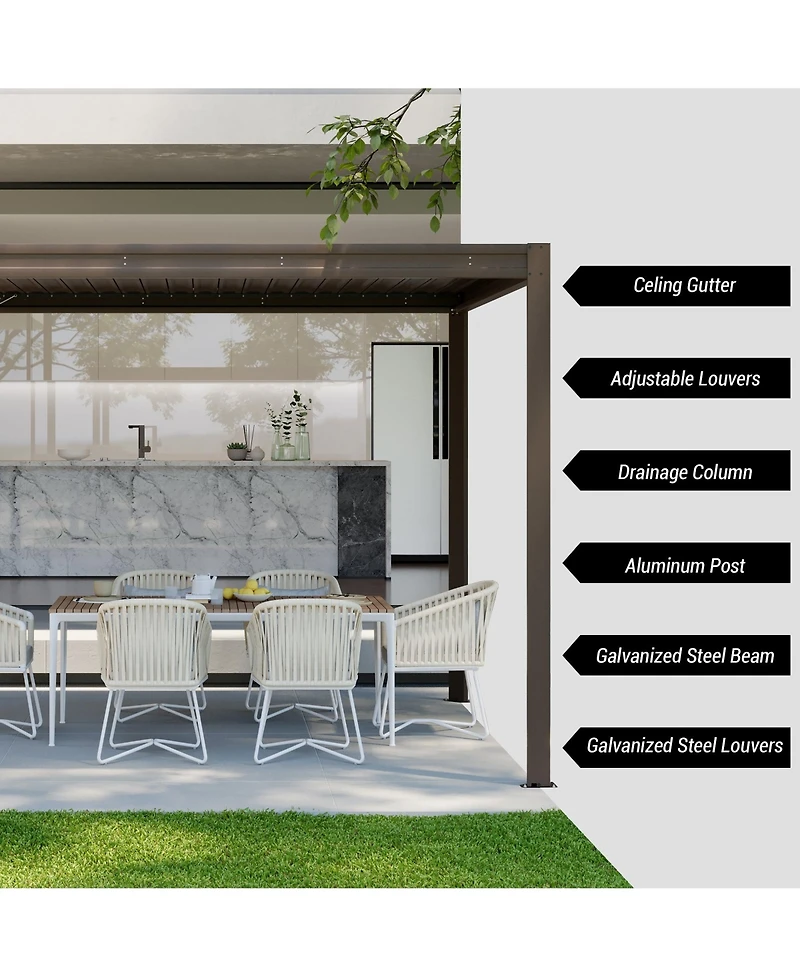 Mondawe 10x10FT Louvered Pergola Outdoor Aluminum