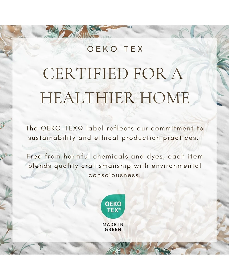 Linery & Co. Cotton Stitched Reversible Coastal 3 Piece Quilt and Sham Set