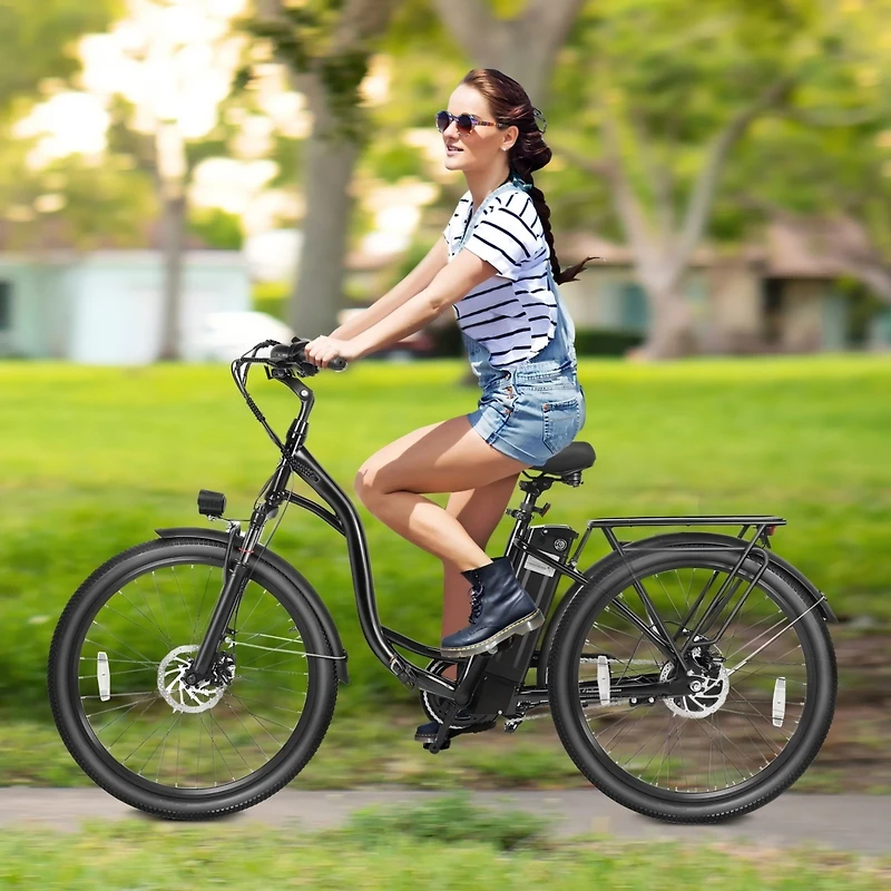 350W Adult Electric Bike with Removable Battery, 26" Wheels, Carbon Steel Frame, 3 Ride Modes & Led Headlights