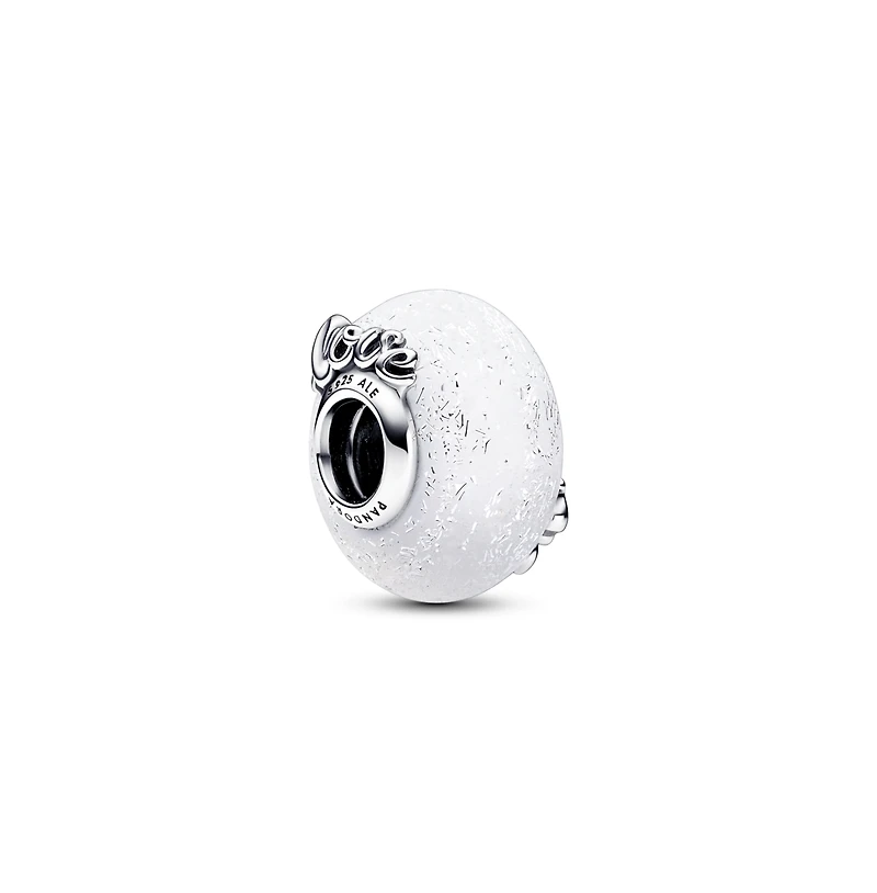 Pandora Glittery White Murano Glass Mom Love Charms