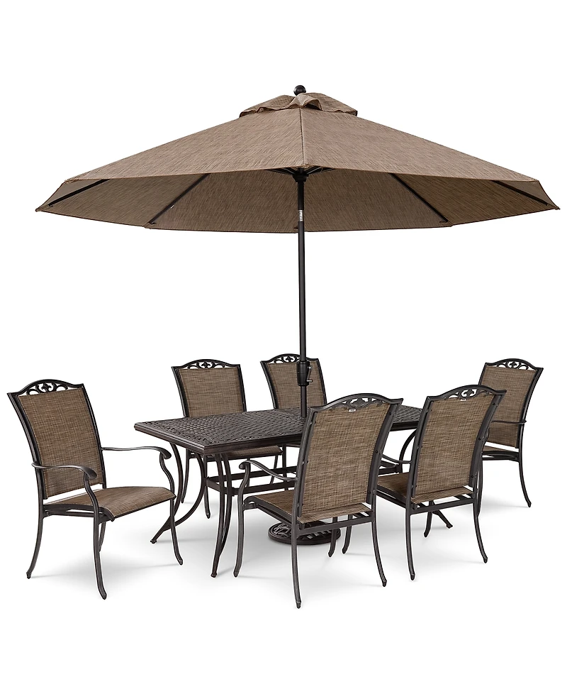 Wythburn Outdoor Dining 7pc Set (72"x38" Table & 6 Filigree Sling Chairs), Created for Macy's