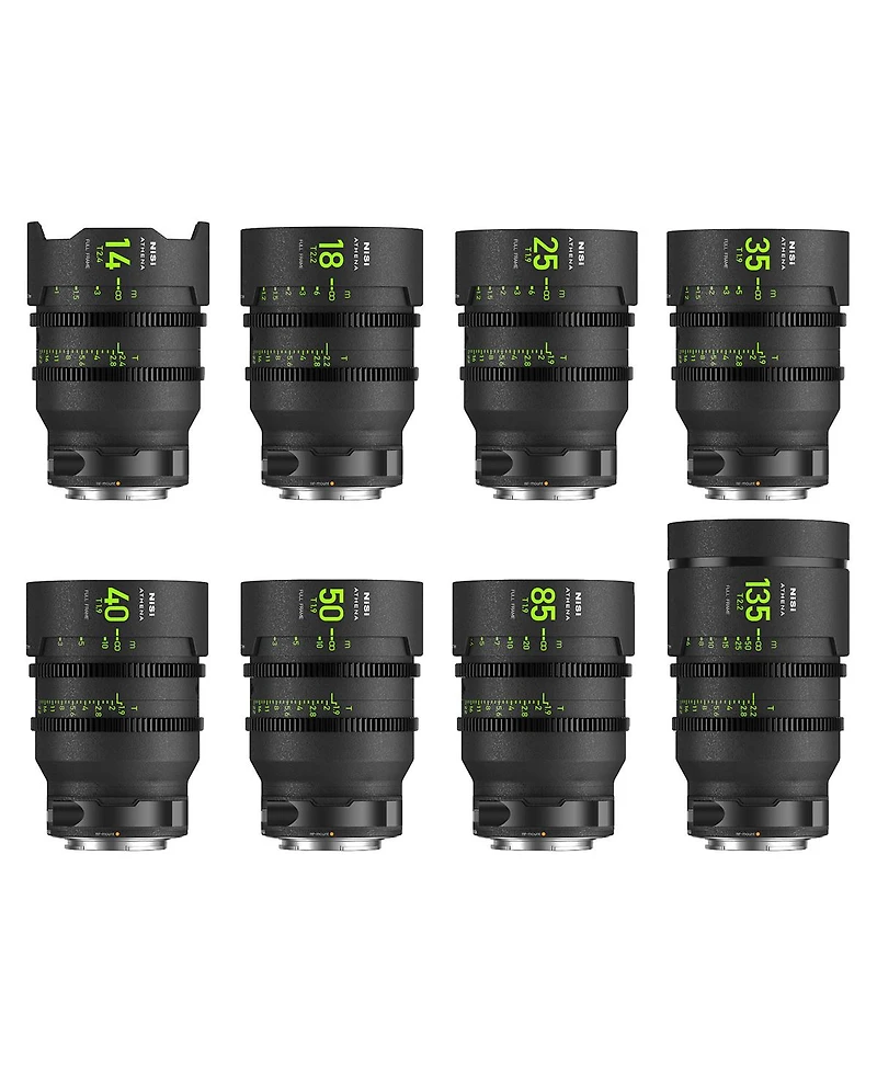 NiSi Athena Prime Cine Master 8-Lens Kit with 14mm T2.4, 25mm, 35mm, 40mm, 50mm, 85mm T1.9, 18mm, 135mm T2.2 Lens, Includes Filter Holder, Canon Rf