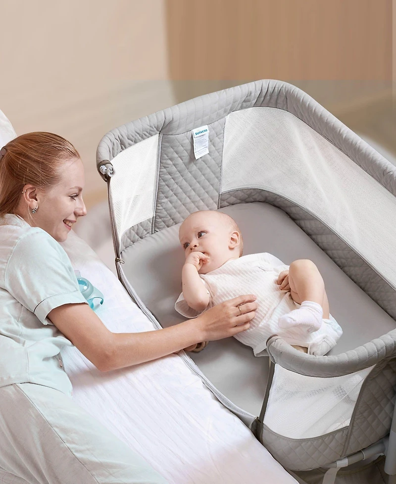 Sunveno Baby Bassinet Bedside Crib with Mosquito Net