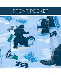 Godzilla Big Boys Matching Family Hawaiian Button Down Dress Shirt