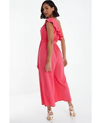 Quiz Women's Textured One Shoulder Culotte Jumpsuit