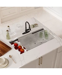 36 Inch Stainless Steel Brushed Kitchen Manual Sink With Large Single Grooves Under The Table