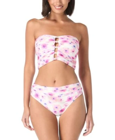 Carmen Marc Valvo Womens Bandeau Shirred Top Bikini Bottoms