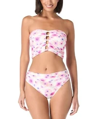 Carmen Marc Valvo Womens Bandeau Shirred Top Bikini Bottoms