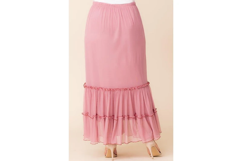 Kiyonna Plus Isla Tiered Mesh Maxi Skirt