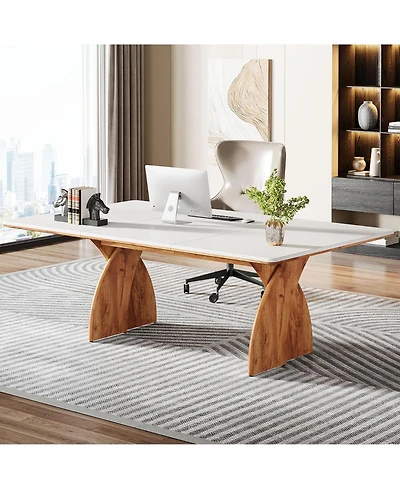 Tribesigns Executive Office Desk, Large Computer Desk, Modern Wood Desk with Heavy Duty Legs, Laptop Desk Study Writing Table Business Furniture, Work
