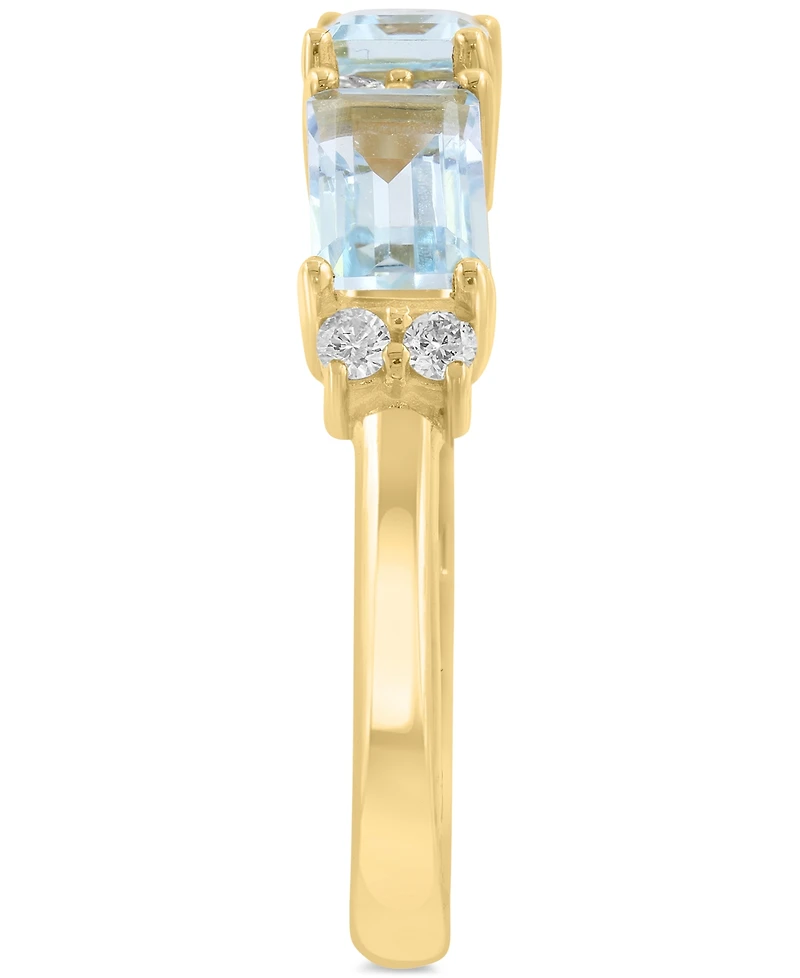 Effy Collection Diamond (1/6 ct. t.w.) & Aquamarine (1-5/8 ct. t.w.) Ring in 14k Yellow Gold