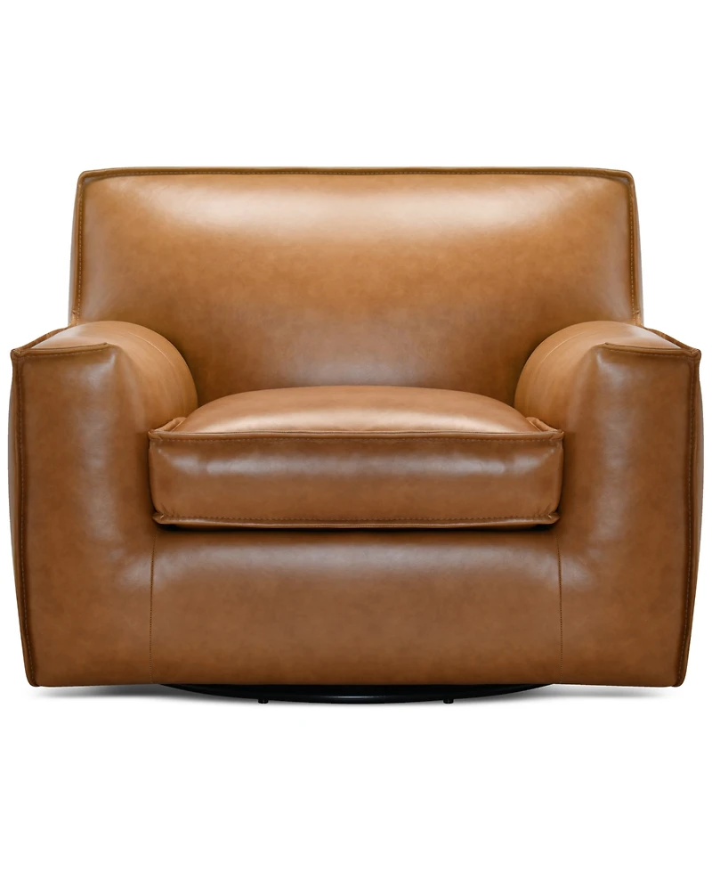 Glympton 44" Leather Swivel Chair, Exclusively at Macy's