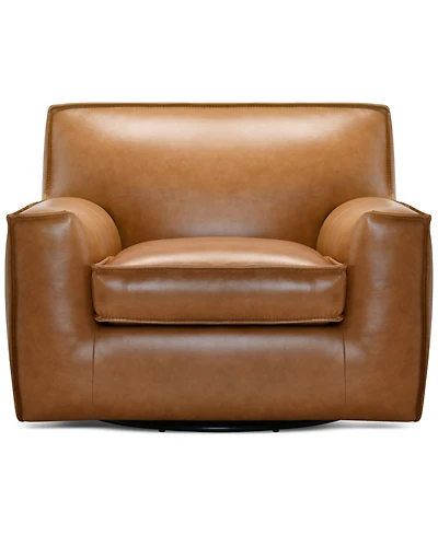 Glympton 44" Leather Swivel Chair, Exclusively at Macy's
